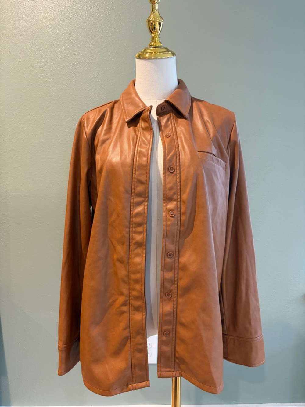 bagatelle Women's Faux Leather Shirt Jacket - Brown